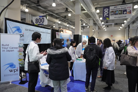 A lively, bustling booth