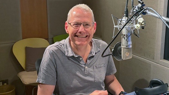 Chris Wells while recording narration.