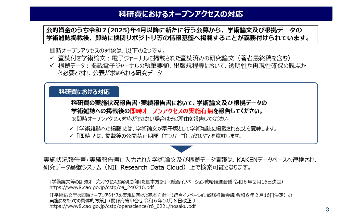 オープンアクセス｜科学研究費助成事業（科研費）｜日本学術振興会